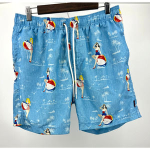 Hot Coals Trunks Blue Men's Size L Blue Beach Ball Girls